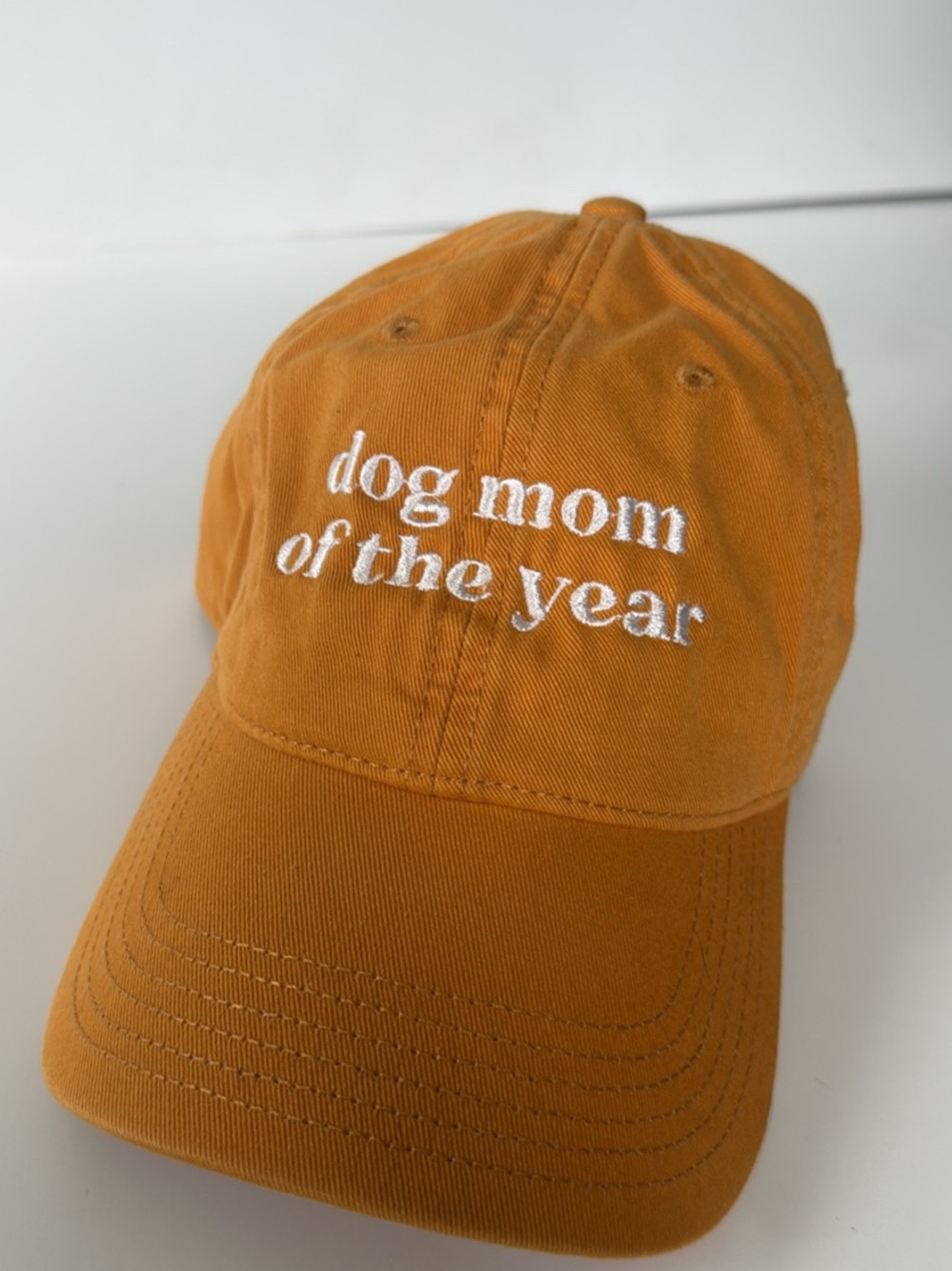 Dog Mom of the Year Embroidered Baseball Cap - Mustard
